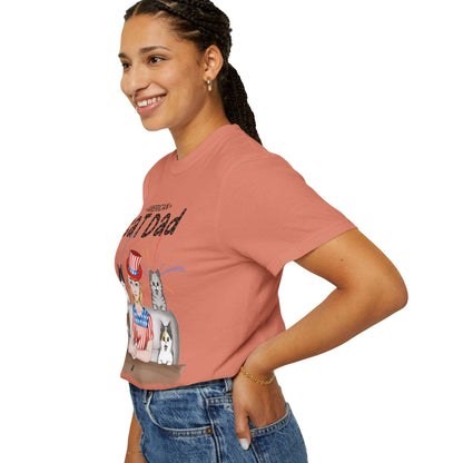 American Cat Dad-Unisex Garment-Dyed Personalized Shirt