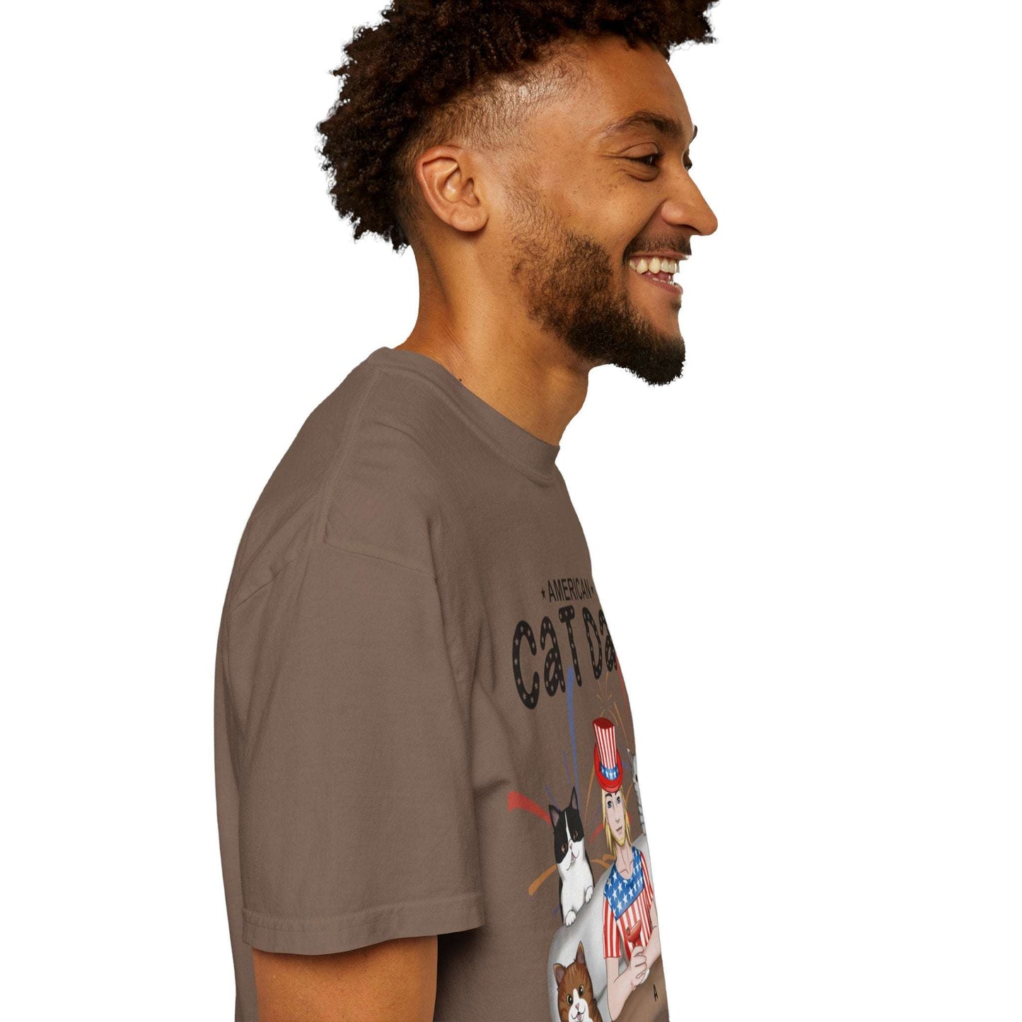 American Cat Dad-Unisex Garment-Dyed Personalized Shirt