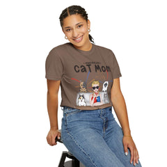 American Cat Mom - Full Color frontal 1/4 cats-Unisex Garment-Dyed Personalized Shirt