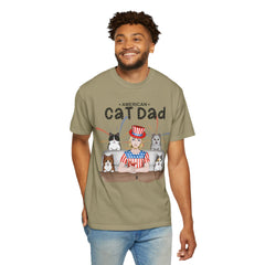 American Cat Dad-Unisex Garment-Dyed Personalized Shirt