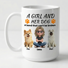 Personalized "A Girl and Her Dog" Mug - Up to 4 Dogs Custom Gift