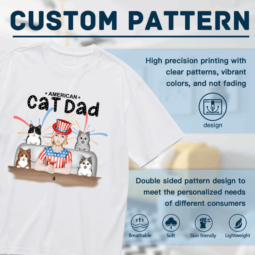 American Cat Dad-Personalization Custom 200g cotton T-shirt