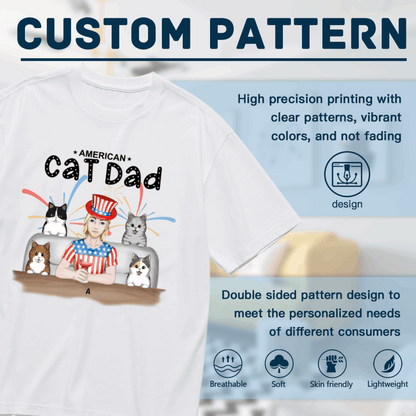 American Cat Dad-Personalization Custom 200g cotton T-shirt