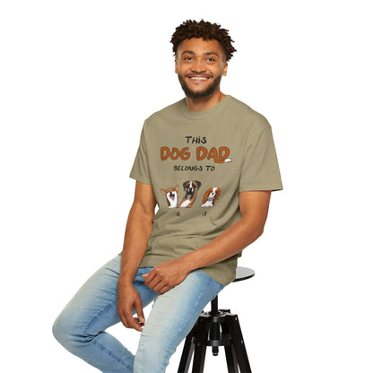 This Dog Dad belongs to-Unisex Garment-Dyed Personalized Shirt