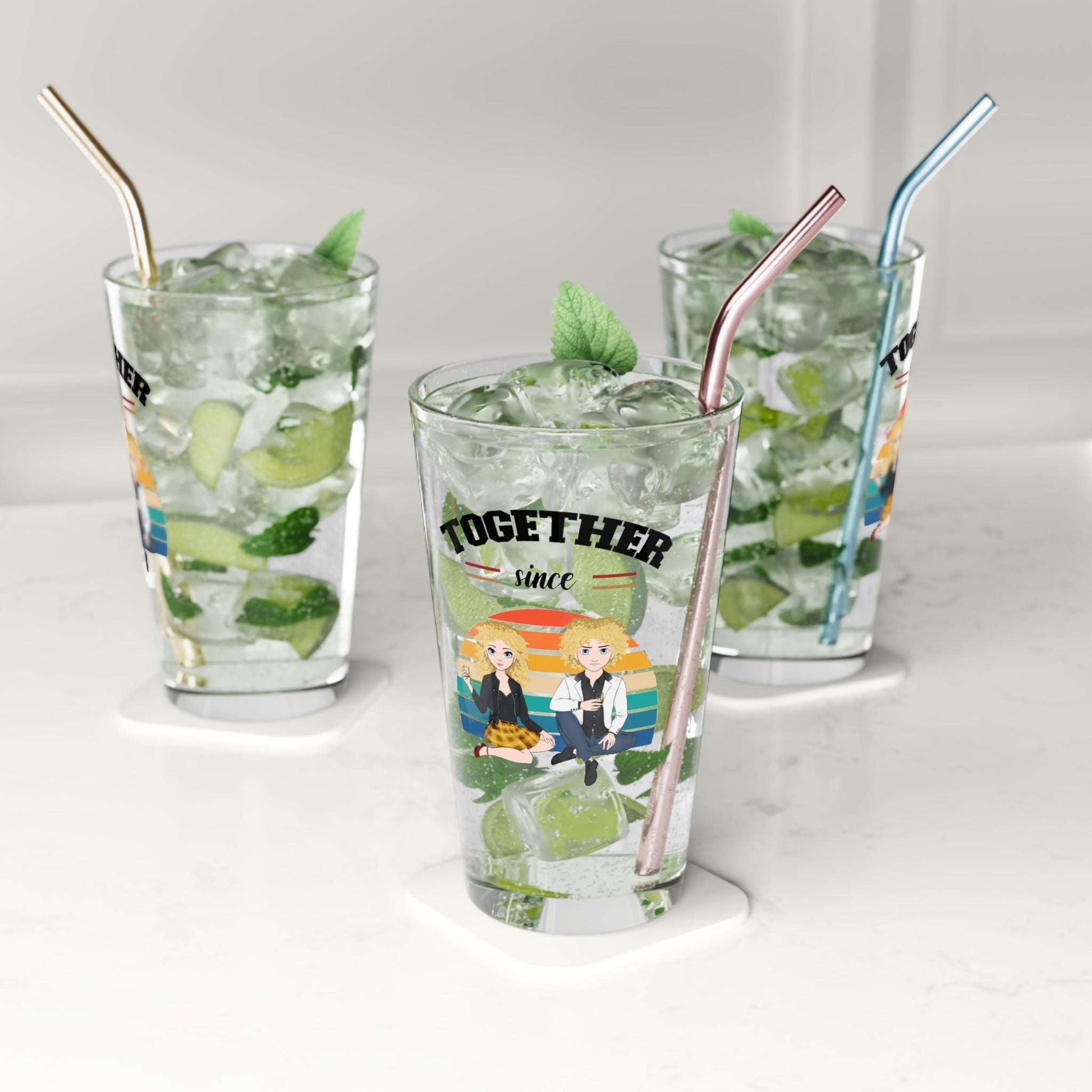 Together since-Personalized 16oz Whiskey Glasses