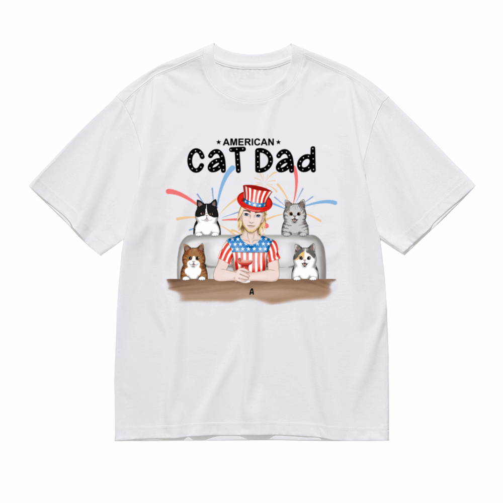 American Cat Dad-Personalization Custom 200g cotton T-shirt