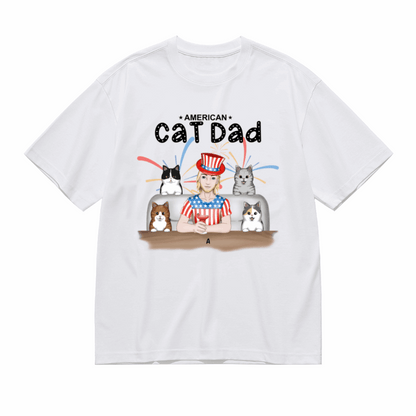 American Cat Dad-Personalization Custom 200g cotton T-shirt