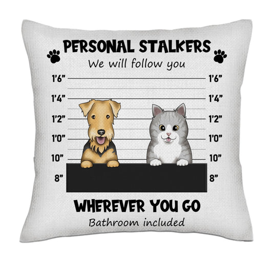 Personal stalker... - Dogs and cats frontal - Linen Pillowcase + Pillow Insert Set