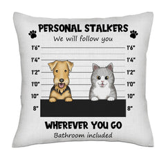 Personal stalker... - Dogs and cats frontal - Linen Pillowcase + Pillow Insert Set