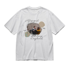 Miles apart but always in my heart (father's day) - photos-200g High-Quality 100% Cotton T-Shirt with Heat Transfer Printing