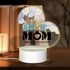 MOM (Back - pencil style)-Personalized Heart-Shaped Acrylic Light Board with Base