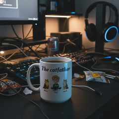 Personalized The Catfather Mug - Custom Cat Dad Gift for Him (Up to 4 Pets)