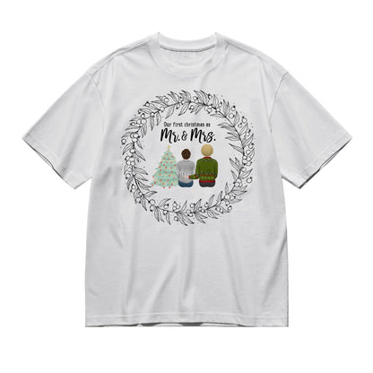 Our first christmas as partners - Pencil style back-200g-High-Quality 100% Cotton T-Shirt with Heat Transfer Printing