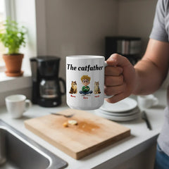 Personalized The Catfather Mug - Custom Cat Dad Gift for Him (Up to 4 Pets)