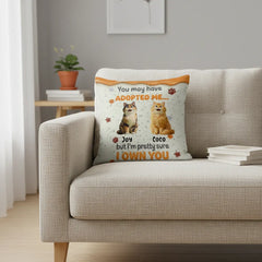 Personalized Pet Pillow with Names - "I Own You" Funny Custom Cat Cushion Gift