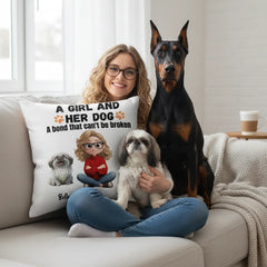 A Girl And Her Dog- Linen Pillowcase + Pillow Insert Set