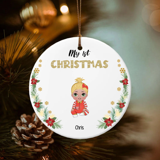 My 1st Christmas - Baby - Chibi-Double-Sided Ceramic Round Pendant (Multiple Sizes Available)