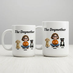 Personalized The Dogmother Mug with Custom Dog Names & Breeds - Funny Dog Mom Gift for Her (11oz & 15oz)