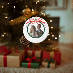 Christmas Bow-Double-Sided Ceramic Round Pendant (Multiple Sizes Available)