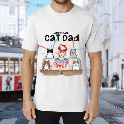 American Cat Dad-Personalization Custom 200g cotton T-shirt
