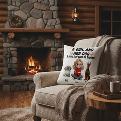 A Girl And Her Dog- Linen Pillowcase + Pillow Insert Set