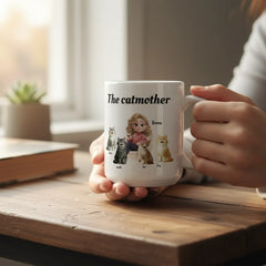 Personalized "The Catmother" Mug with Up to 4 Cats - Custom Name & Breed Gift for Cat Mom