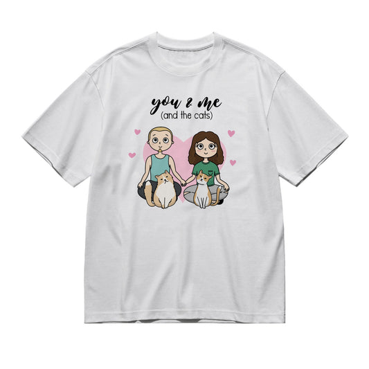 You, me (and the cats) - Kawaii Frontal-200g High-Quality 100% Cotton T-Shirt with Heat Transfer Printing