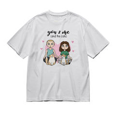 You, me (and the cats) - Kawaii Frontal-200g High-Quality 100% Cotton T-Shirt with Heat Transfer Printing