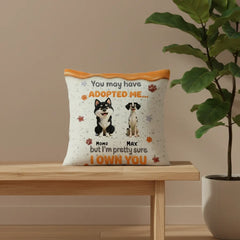Funny Dog Lover Gift Linen Pillow with Insert - "I Own You" Quote - Personalized Pet Names - Premium Pillowcase Set