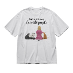 Cats are my favorite people (Woman / Back)-200g High-Quality 100% Cotton T-Shirt with Heat Transfer Printing