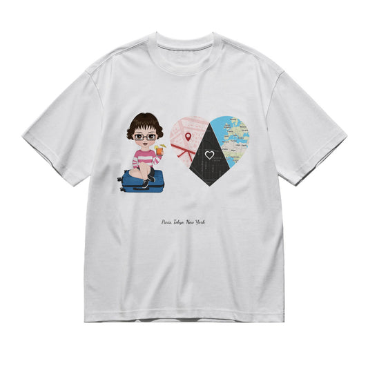Just a Girl... - Chibi style and Maps-200g High-Quality 100% Cotton T-Shirt with Heat Transfer Printing