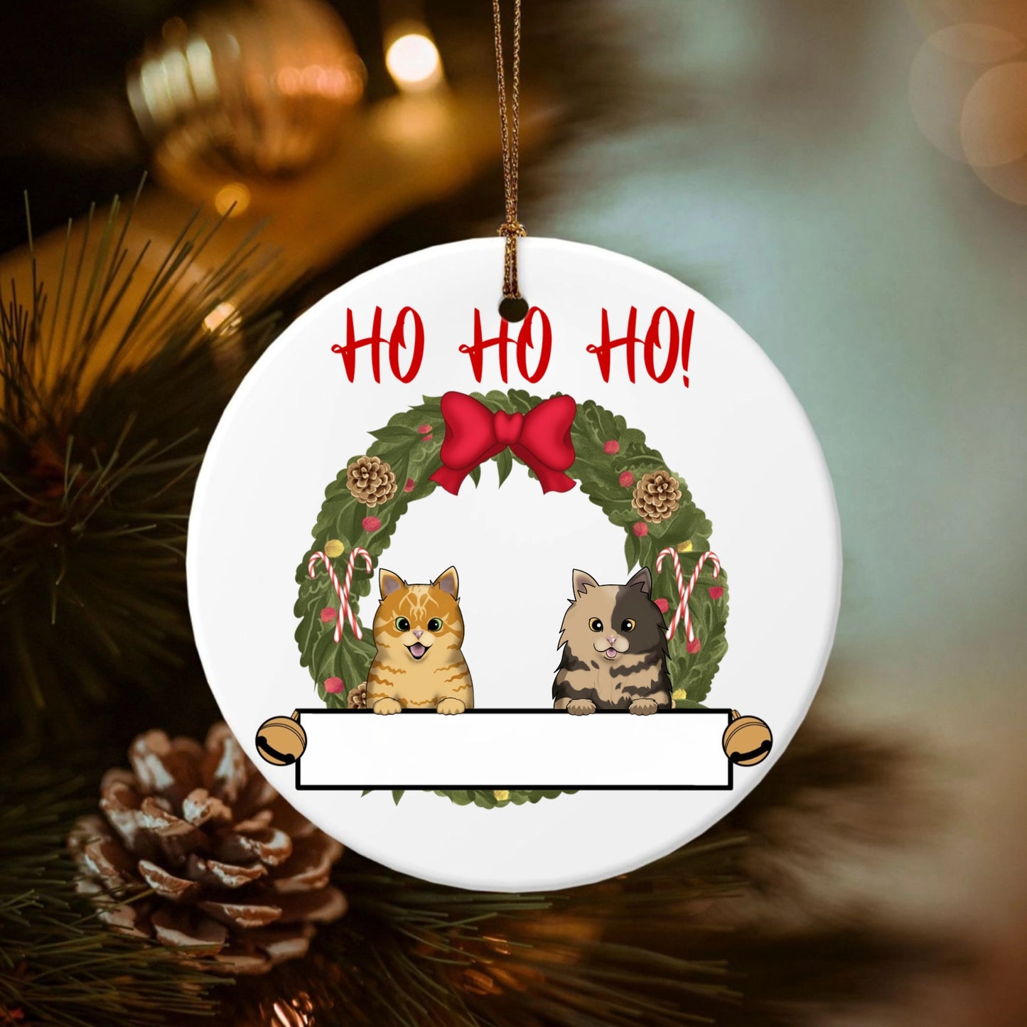 HO HO HO! (Cats frontal)-Double-Sided Ceramic Round Pendant (Multiple Sizes Available)