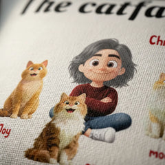 The Catfather Personalized Pillow - Custom Cat Dad Gift - Select Skin, Hair & Up to 4 Cats
