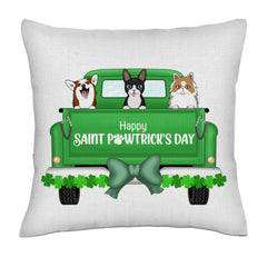 Saint pawtrick's day - Dogs and cats frontal- Linen Pillowcase + Pillow Insert Set