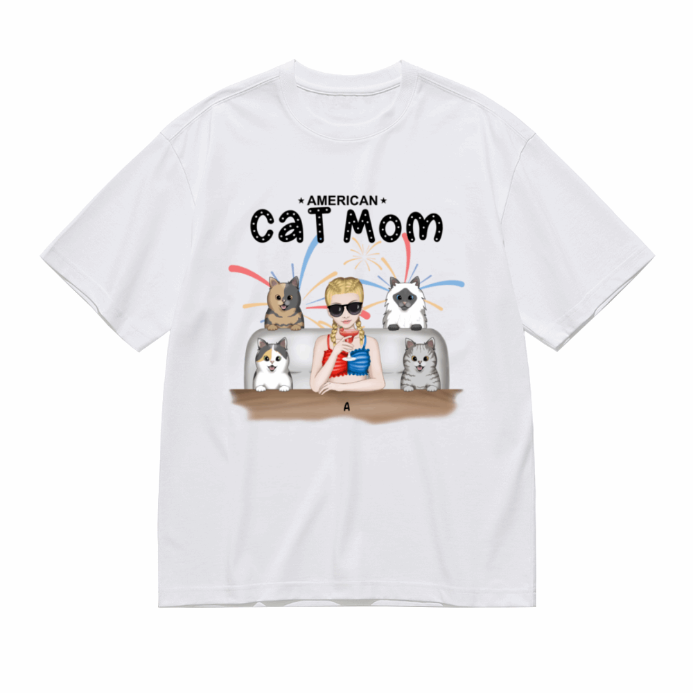 American Cat Mom-Personalization Custom 200g cotton T-shirt