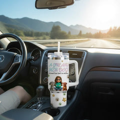 Personalized 40oz Tumbler with Handle - "A Girl And Her Dog" Custom Travel Mug