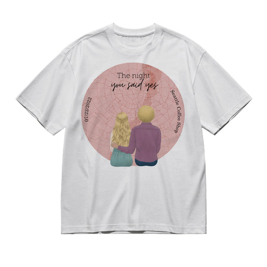 The night we met - Pencil style back (circle)-200g High-Quality 100% Cotton T-Shirt with Heat Transfer Printing