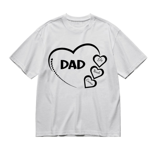 Dad heart - 1/5 kids-200g High-Quality 100% Cotton T-Shirt with Heat Transfer Printing