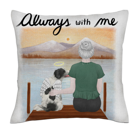 Always with me (Dog / Back)- Linen Pillowcase + Pillow Insert Set