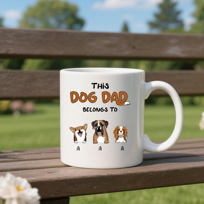 This Dog Dad belongs to- Personalization Custom Coffee 11/15 oz. Accent Mug