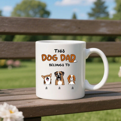 This Dog Dad belongs to- Personalization Custom Coffee 11/15 oz. Accent Mug