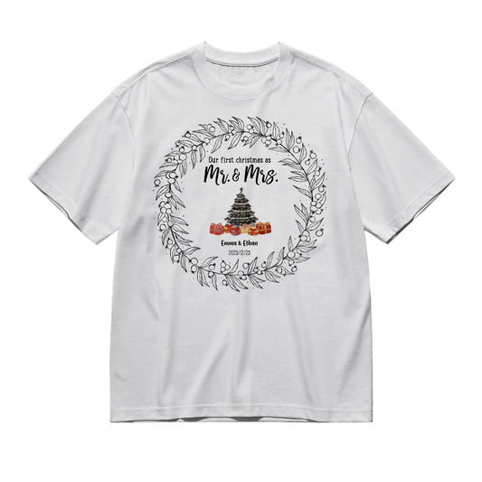 Our first christmas as partners - Text only-200g High-Quality 100% Cotton T-Shirt with Heat Transfer Printing