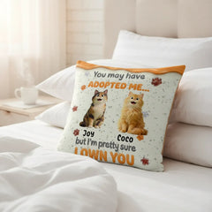Personalized Pet Pillow with Names - "I Own You" Funny Custom Cat Cushion Gift