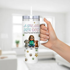 Personalized 40oz Tumbler with Handle - "A Girl And Her Dog" Custom Travel Mug
