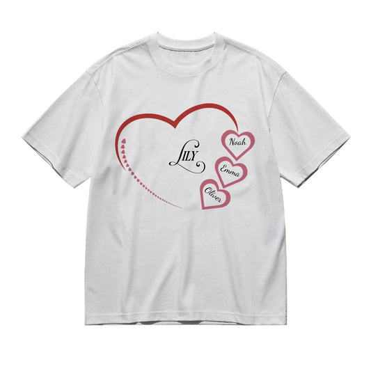 Mom Heart - 1/5 kids-200g High-Quality 100% Cotton T-Shirt with Heat Transfer Printing