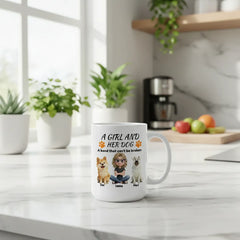 Personalized "A Girl and Her Dog" Mug - Up to 4 Dogs Custom Gift