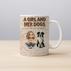 Personalized Dog Mom Mug - Custom Girl and Her Dogs Ceramic Coffee Cup - Unique Pet Lover Gift