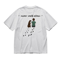 Never walk alone (Female / Male / Dog / Back)-200g High-Quality 100% Cotton T-Shirt with Heat Transfer Printing