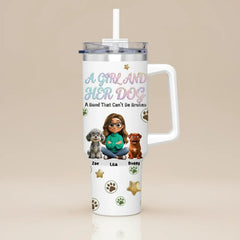 Personalized 40oz Tumbler with Handle - "A Girl And Her Dog" Custom Travel Mug