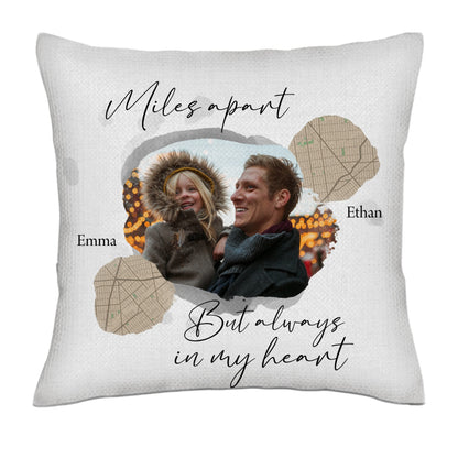 Miles apart but always in my heart (father's day) - photos- Linen Pillowcase + Pillow Insert Set